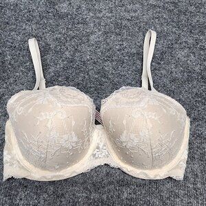 Victoria Secret Dream Angels Lined Demi Nude Ivory Lace Bra Size 32DDD‎
